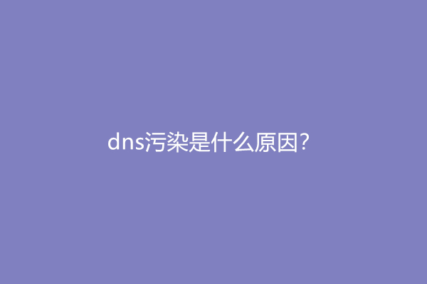 dns污染是什么原因？