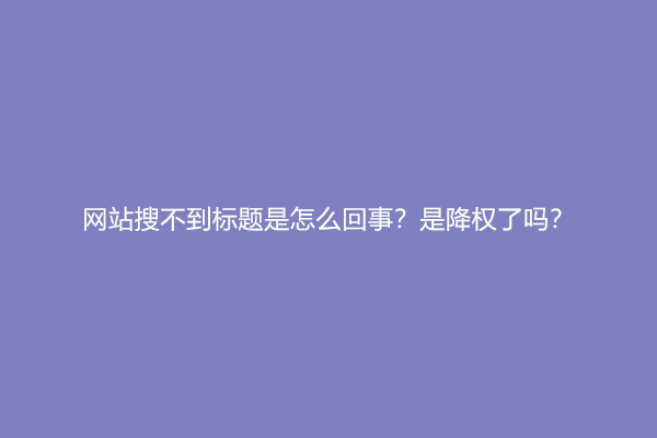 网站搜不到标题是怎么回事？是降权了吗？